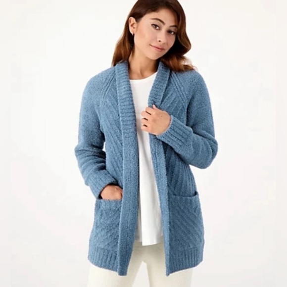 Barefoot Dreams Sweaters - Barefoot Dreams Cozy Chic Directional Ribbed Cardigan - Blue - Size Small - NWT